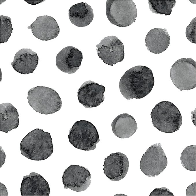HaokHome 96099-2 Watercolor Brush Strokes Dots Peel and Stick Wallpaper Removable Indigo Black/Wh... | Amazon (US)