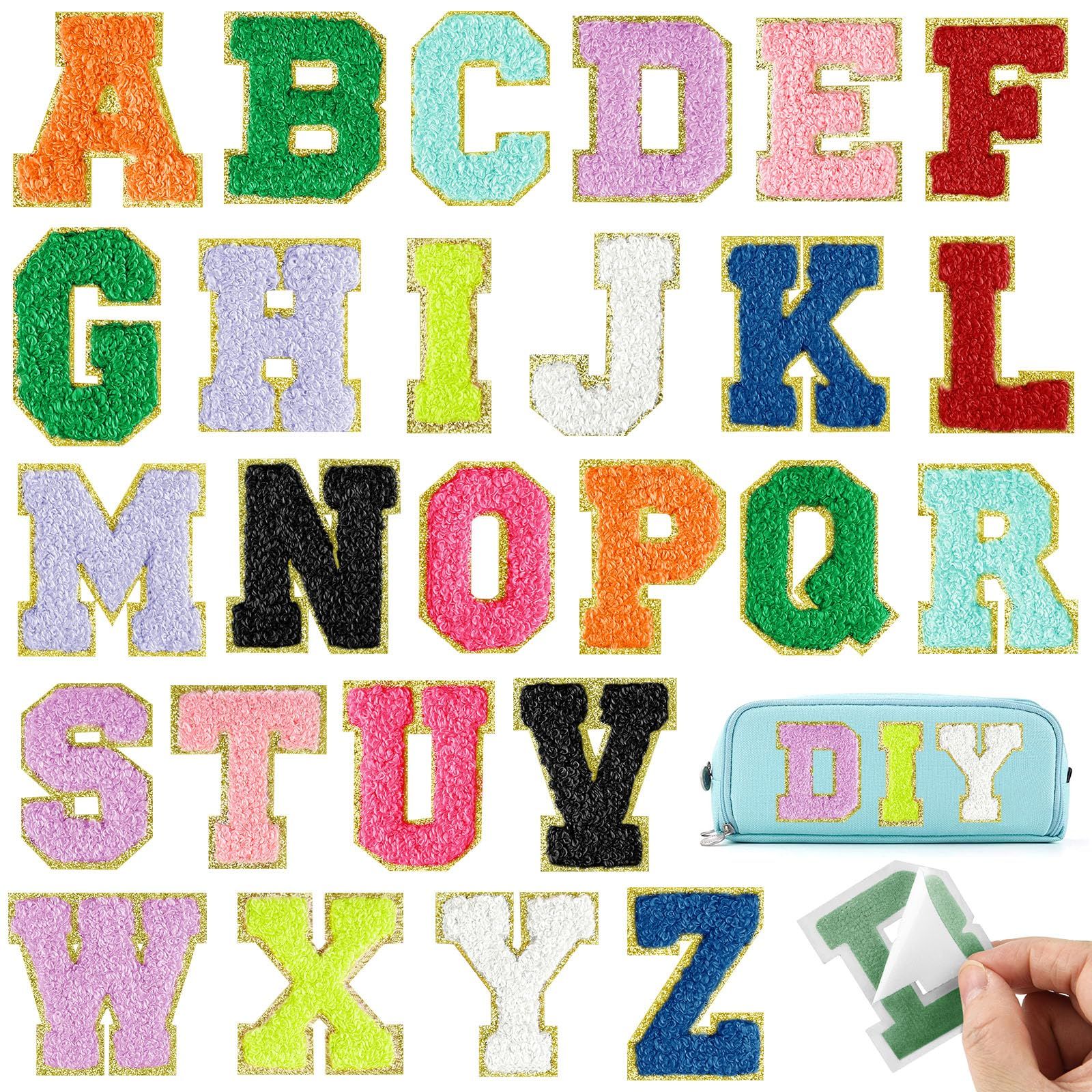 BOUBONI 26Pcs Multicolor Iron on Letters A-Z, Self Adhesive Chenille Letter Patches for Fabric Cl... | Amazon (CA)