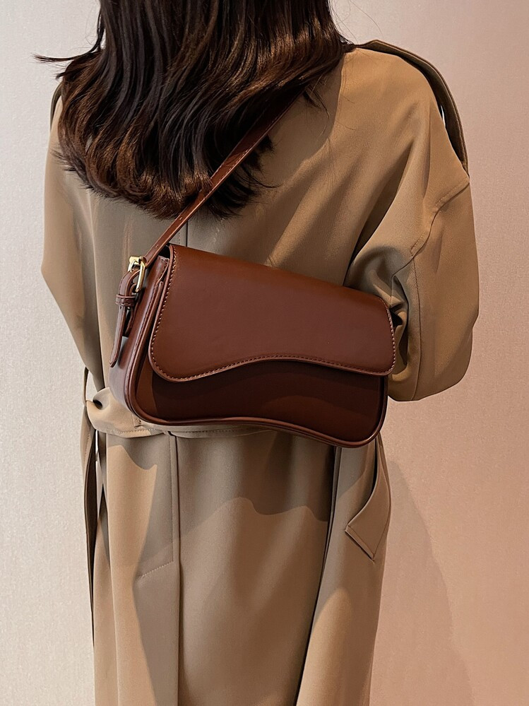 Solid Color Minimalist Women's Shoulder Bag | SHEIN