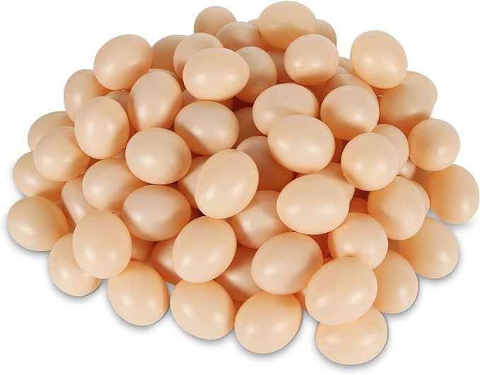 100Pcs Plastic Eggs Brown Fake Plastic Chicken Eggs for Crafts, DIY Easter Eggs, Painting and Rea... | Amazon (US)