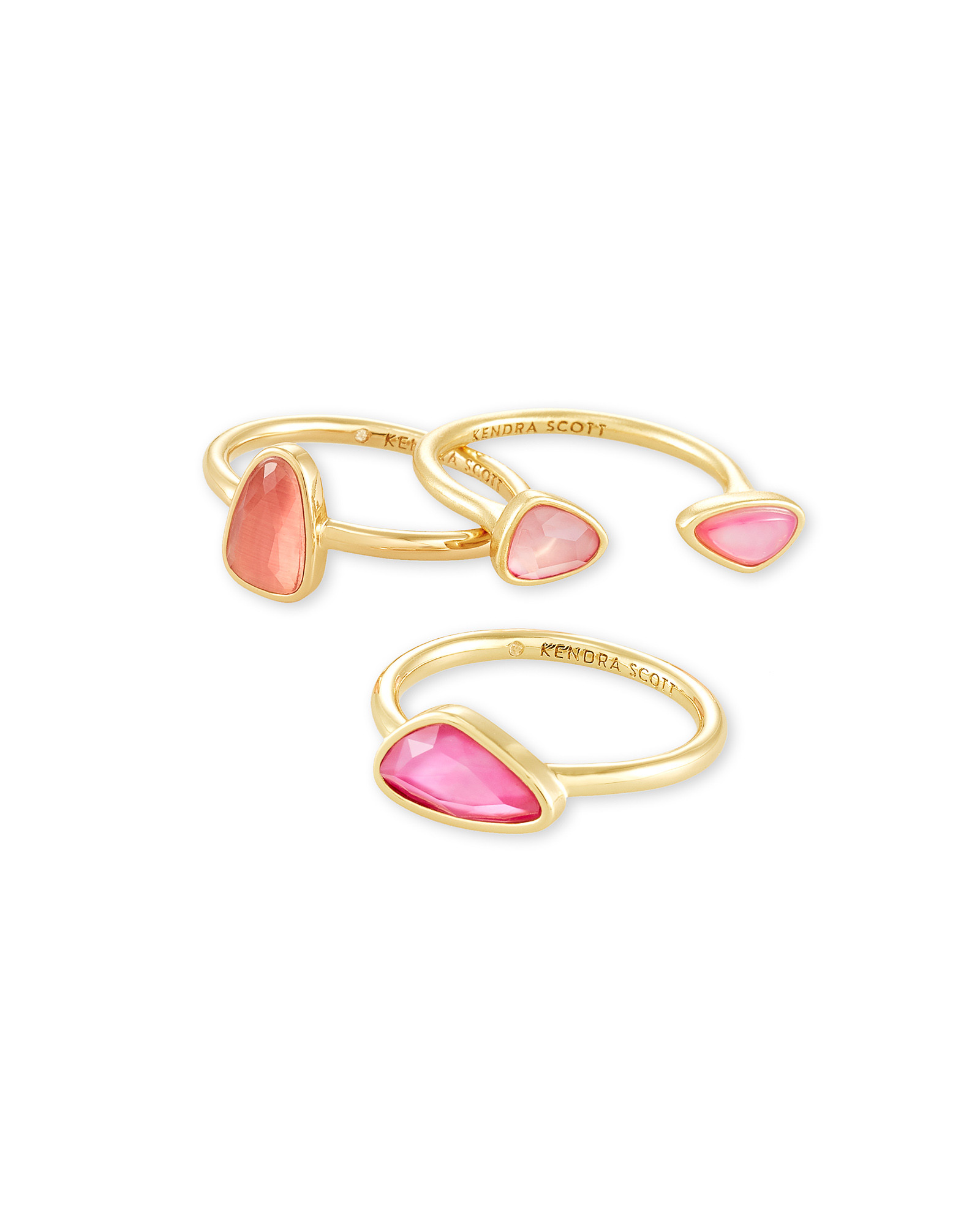 Ivy Gold Ring Set of 3 in Deep Blush Mix | Kendra Scott