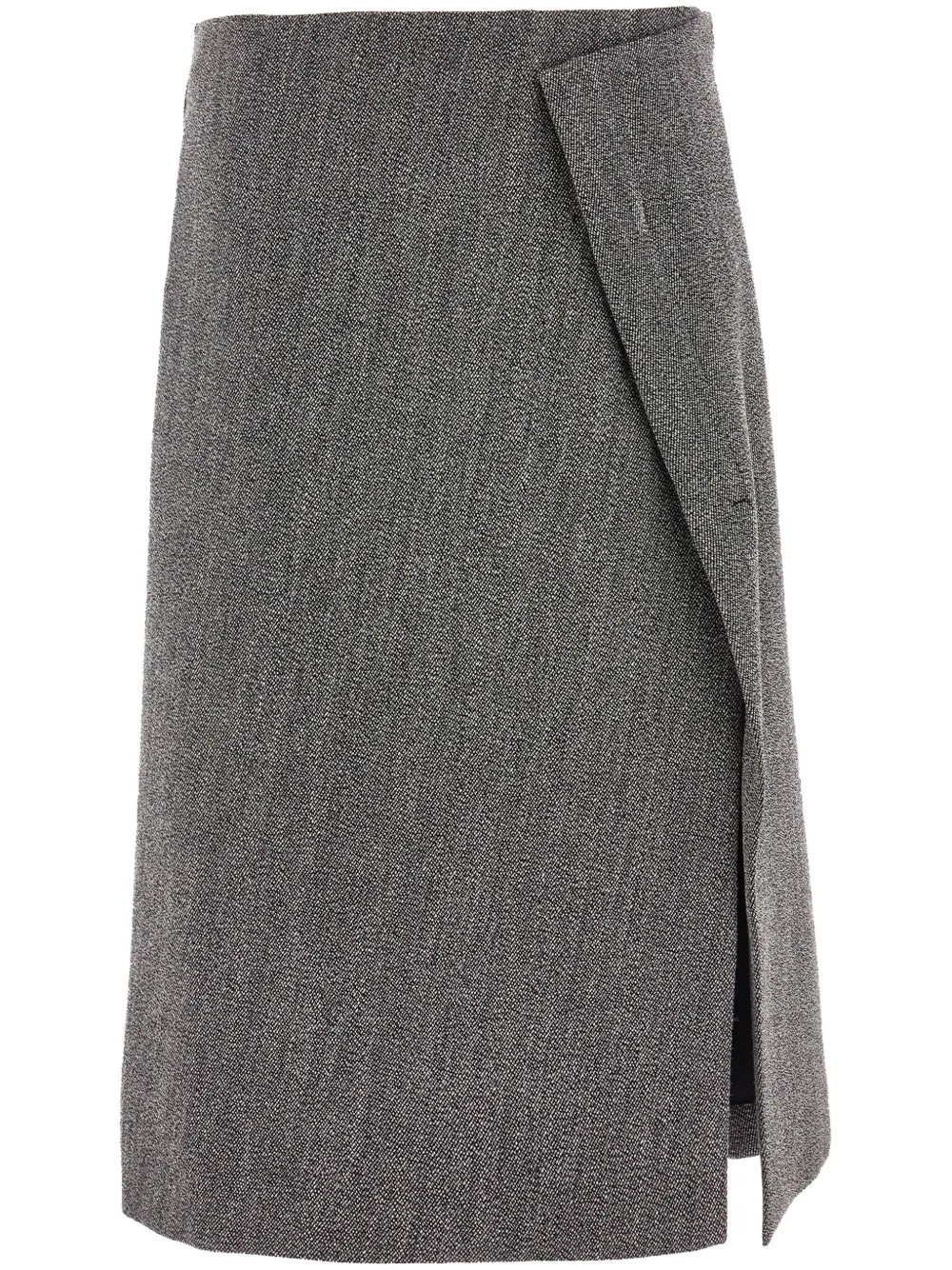 Ferragamo Tweed Wrap Midi Skirt | Grey | FARFETCH IN | Farfetch Global