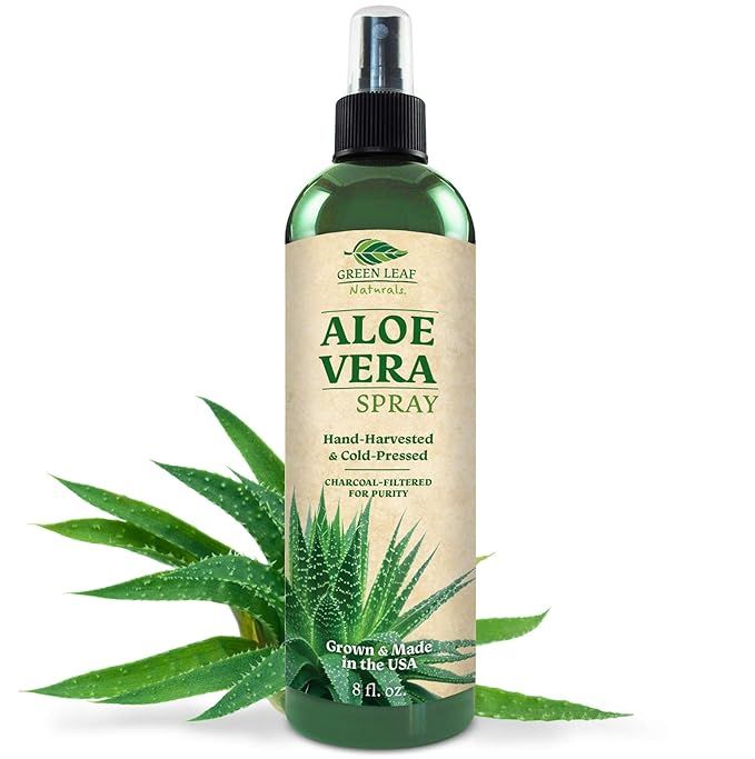 Green Leaf Naturals Cold Pressed Aloe Vera Spray for Skin, Hair, Face, After Sun Care and Sunburn... | Amazon (US)