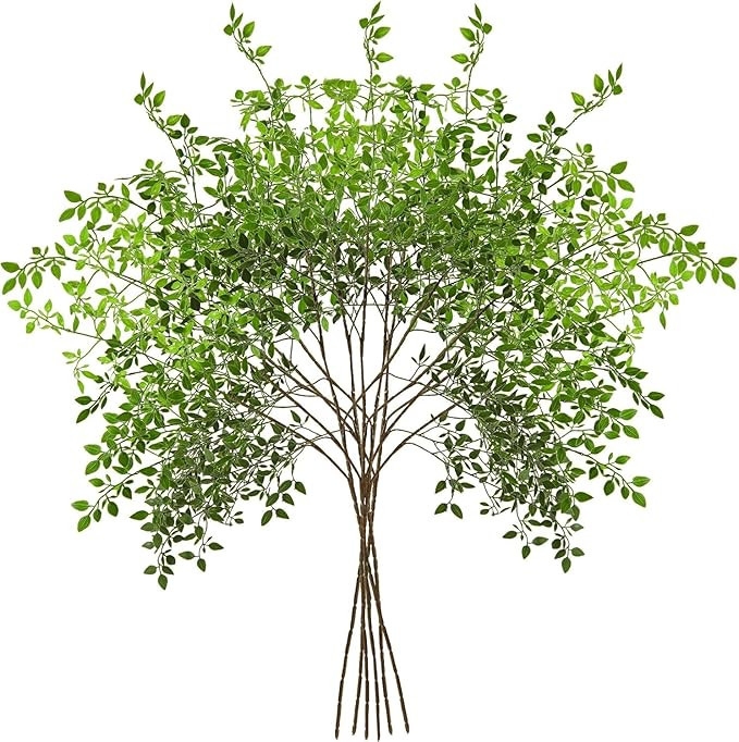 6PCS Artificial Nandina Stems for Vase, Faux Green Spring Plant Branches, Fake Floral Eucalyptus ... | Amazon (US)