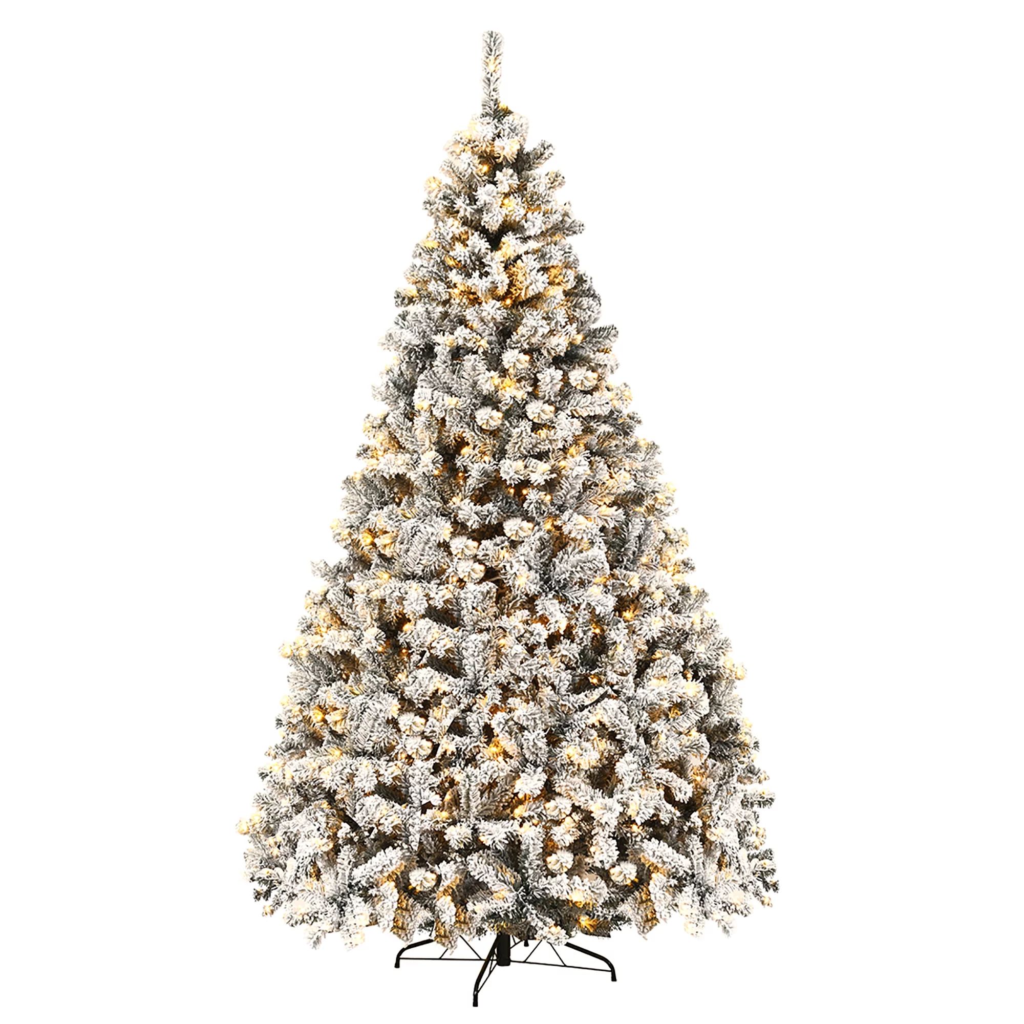 Costway 9ft Pre-Lit Premium Snow Flocked Hinged Artificial Christmas Tree w/ 550 Lights - Walmart... | Walmart (US)