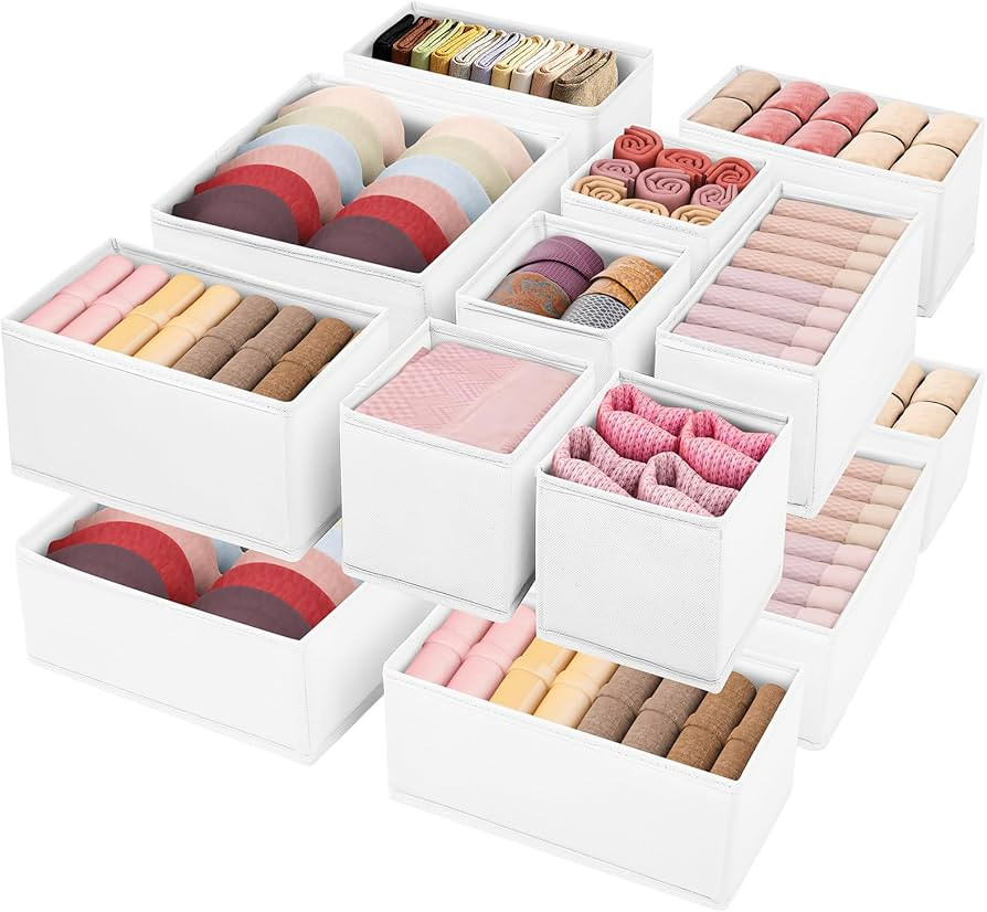 Drawer Clothing Organizer 16-Pack, White 3 Sizes Underwear Drawer Dividers, Fabric Folding Wardro... | Amazon (US)