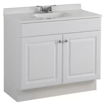 Project Source 36-in White Single Sink Bathroom Vanity with White Cultured Marble Top | Lowe's