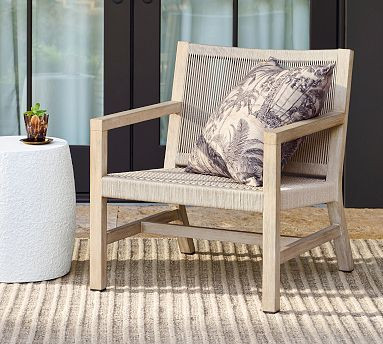 Indio Coastal  Mahogany &amp; Rope Outdoor Lounge Chair | Pottery Barn (US)