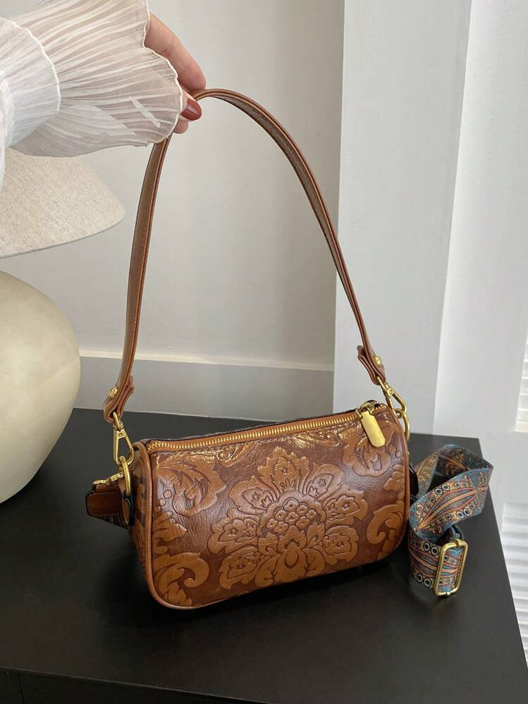 Solid Color Floral Print Fashion Square Bag For Daily Use | SHEIN
