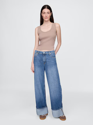 Mid Rise UltraSoft Cuffed Baggy Jeans | Gap (US)