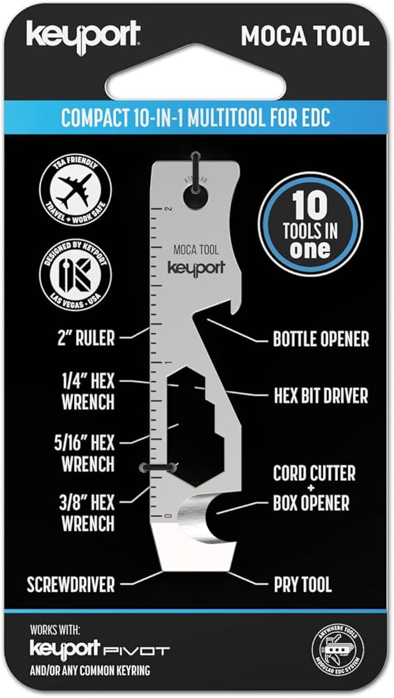 Keyport MOCA 10-in-1 Keychain Multitool (Stainless) | EDC Multi Tool: Pry Bar, Bottle Opener, Scr... | Amazon (US)