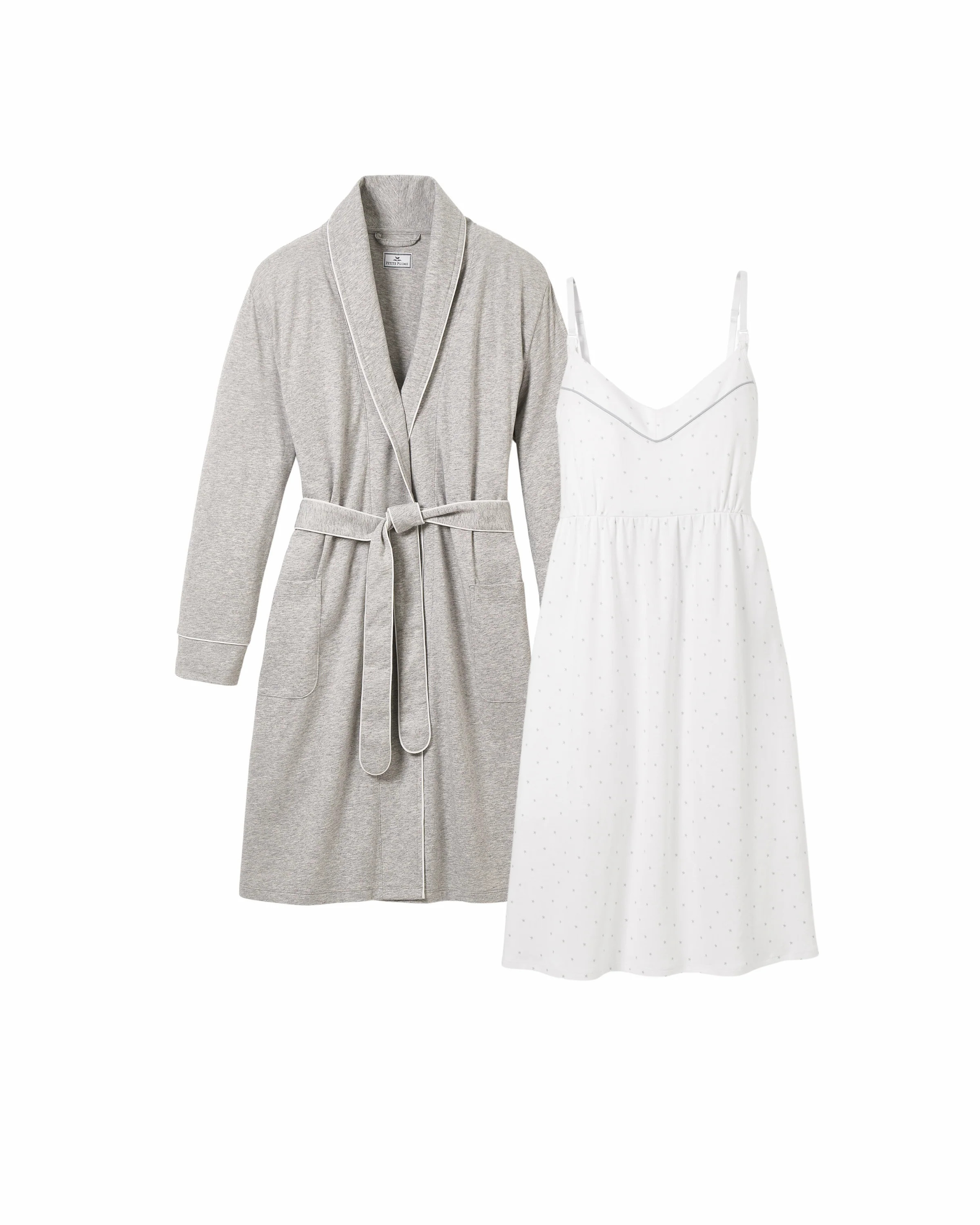 The Essential Maternity Set - Light Heather Grey & Grey Stars - M | Petite Plume