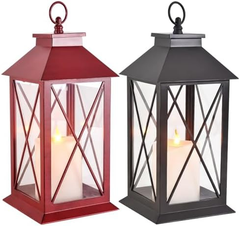 Wallsky Lanterns Decorative Outdoor & Indoor, Battery Powered Candles Lanterns Vintage with LED F... | Amazon (US)