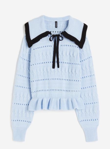 Peter Pan collar knit sweater in light blue and black. Looks like designer but super affordable 

#LTKfindsunder50 #LTKstyletip #LTKU