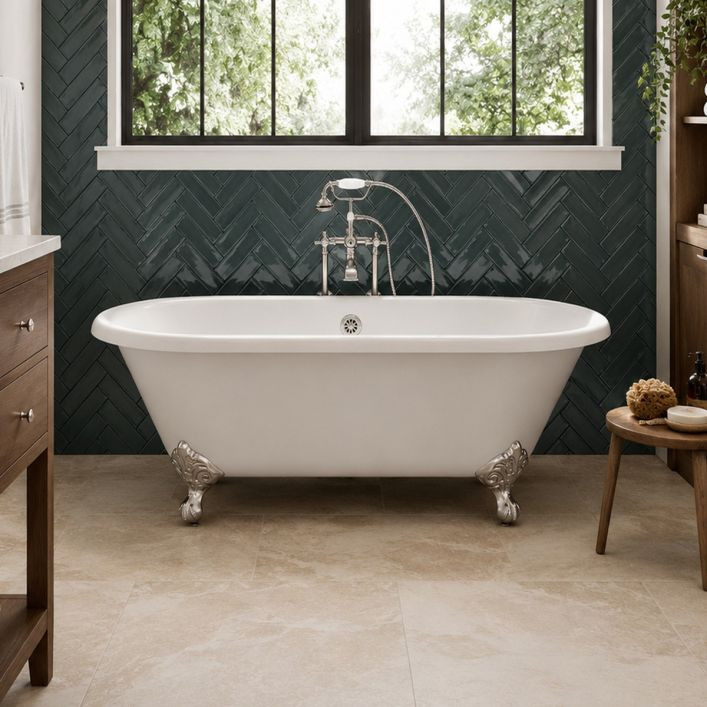 Randolph Morris Cambridge Cast Iron Double Ended Clawfoot Bathtub - No Faucet Drillings | Vintage Tub & Bath