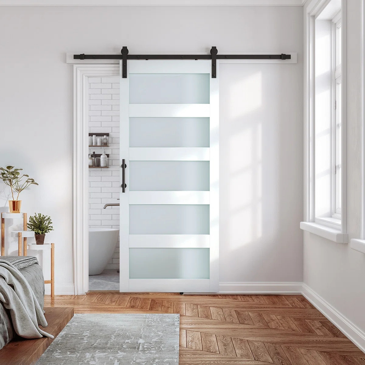 Glass Wood Barn Door with Installation Hardware | Wayfair North America