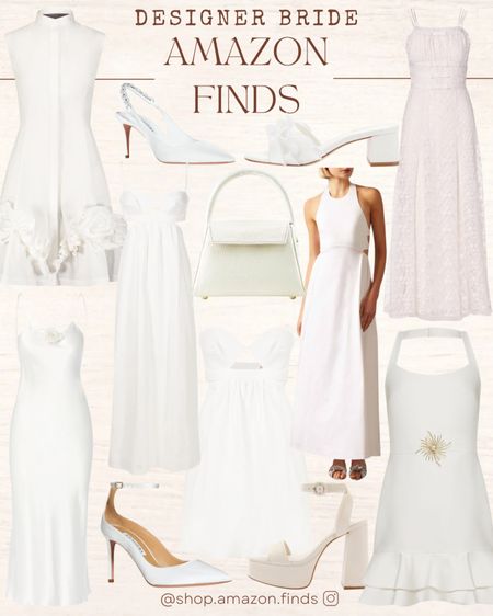 Desigber bridal finds! These white dresses, heels and purse may all be designer, but there are also from Amazon.

#LTKshoecrush #LTKwedding #LTKstyletip