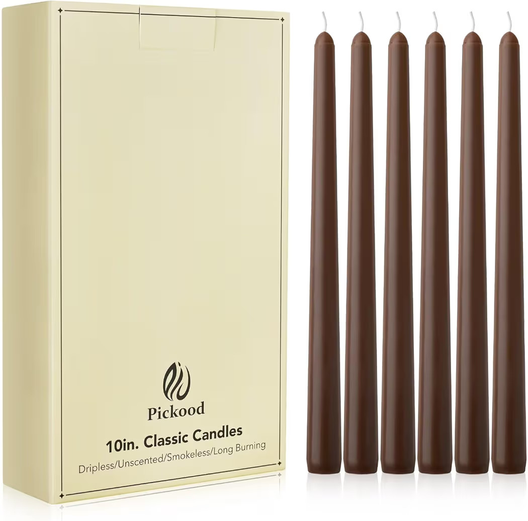 New Burning Formula Unscented Dripless 10-Inch Taper Candles Set of 12 - Cocoa Brown, for Wedding... | Amazon (US)