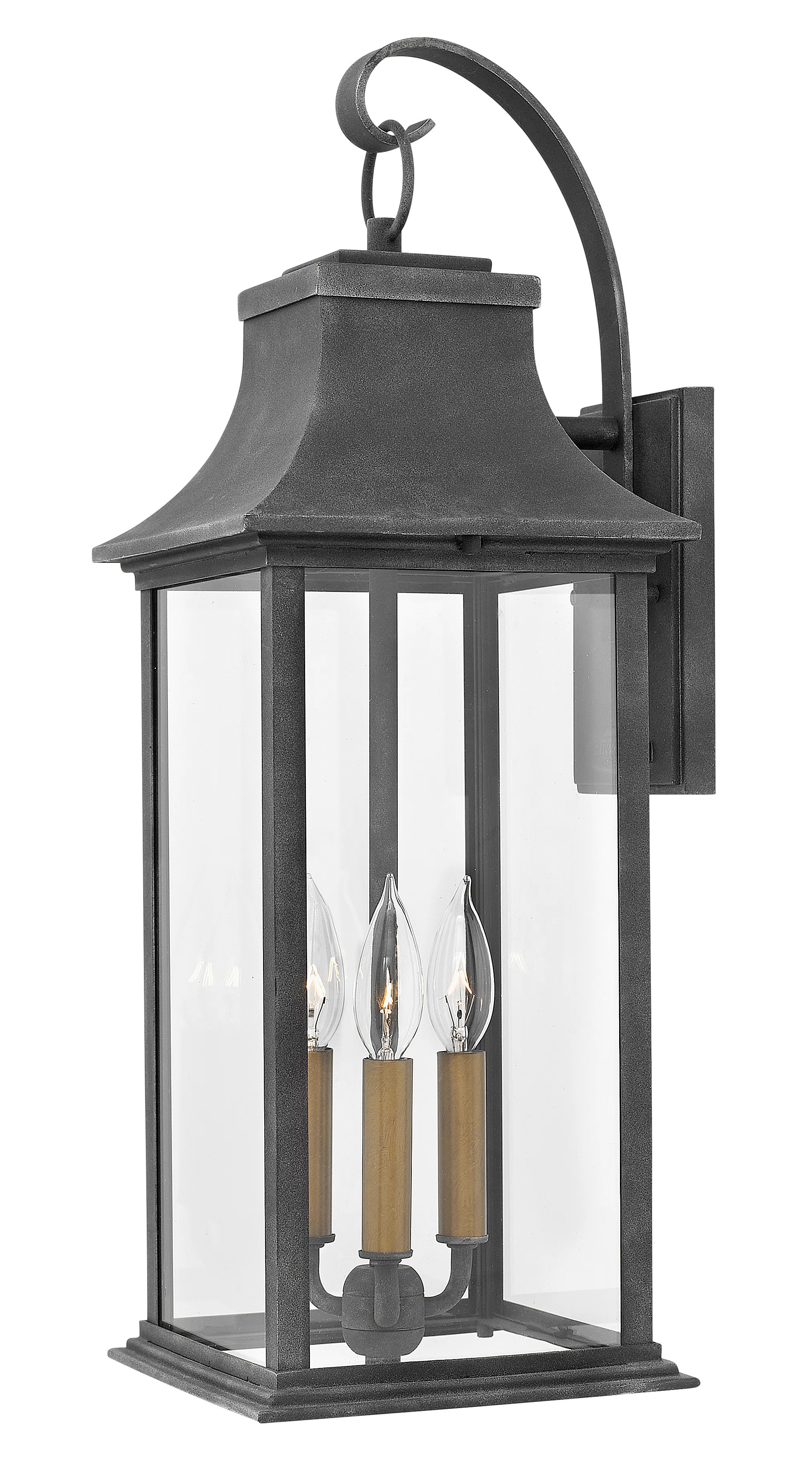 Adair 3-Light Outdoor Wall Mount Coach Lantern - Aged Zinc | Wayfair North America
