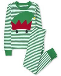 Unisex Kids Christmas Long Sleeve Elf Striped Snug Fit Cotton Pajamas | The Children's Place | The Children's Place