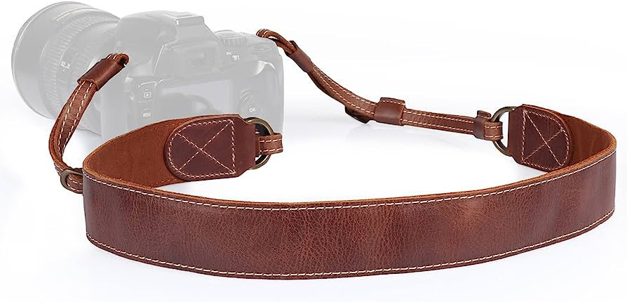 MegaGear MG1515 Sierra Series Genuine Leather Camera Shoulder or Neck Strap - Brown Compact | Amazon (US)