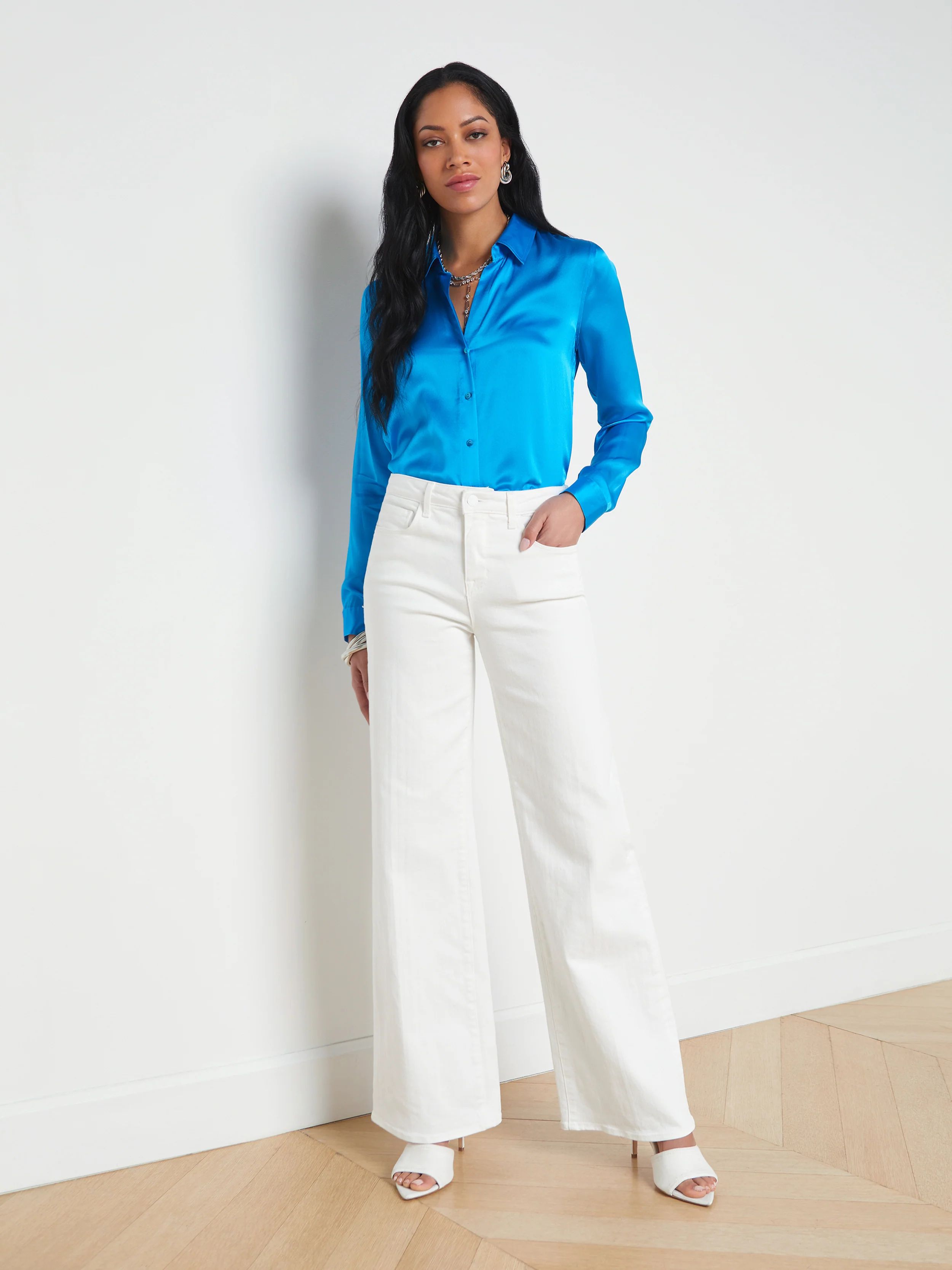 L'AGENCE - Alicent High-Rise Wide-Leg Jean in Blanc | L'Agence
