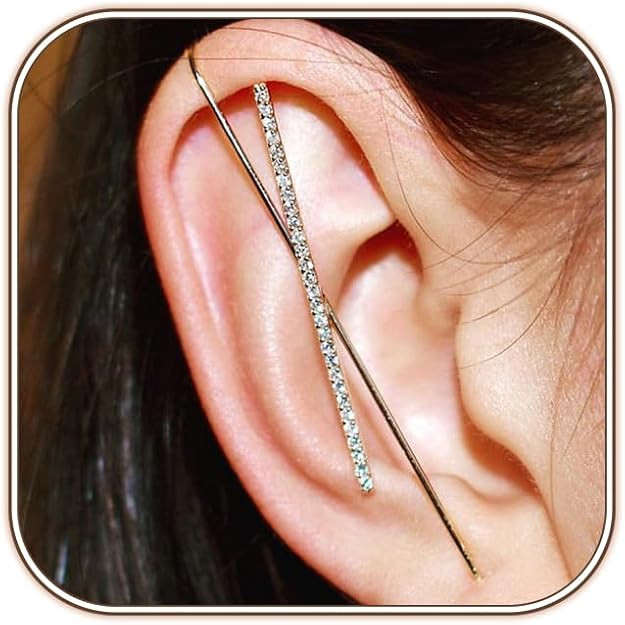 Vintage Ear Wrap Crawler Hook Earrings Crystal Long Piercing Star-Shape Lightning Bolt Exaggerate... | Amazon (US)