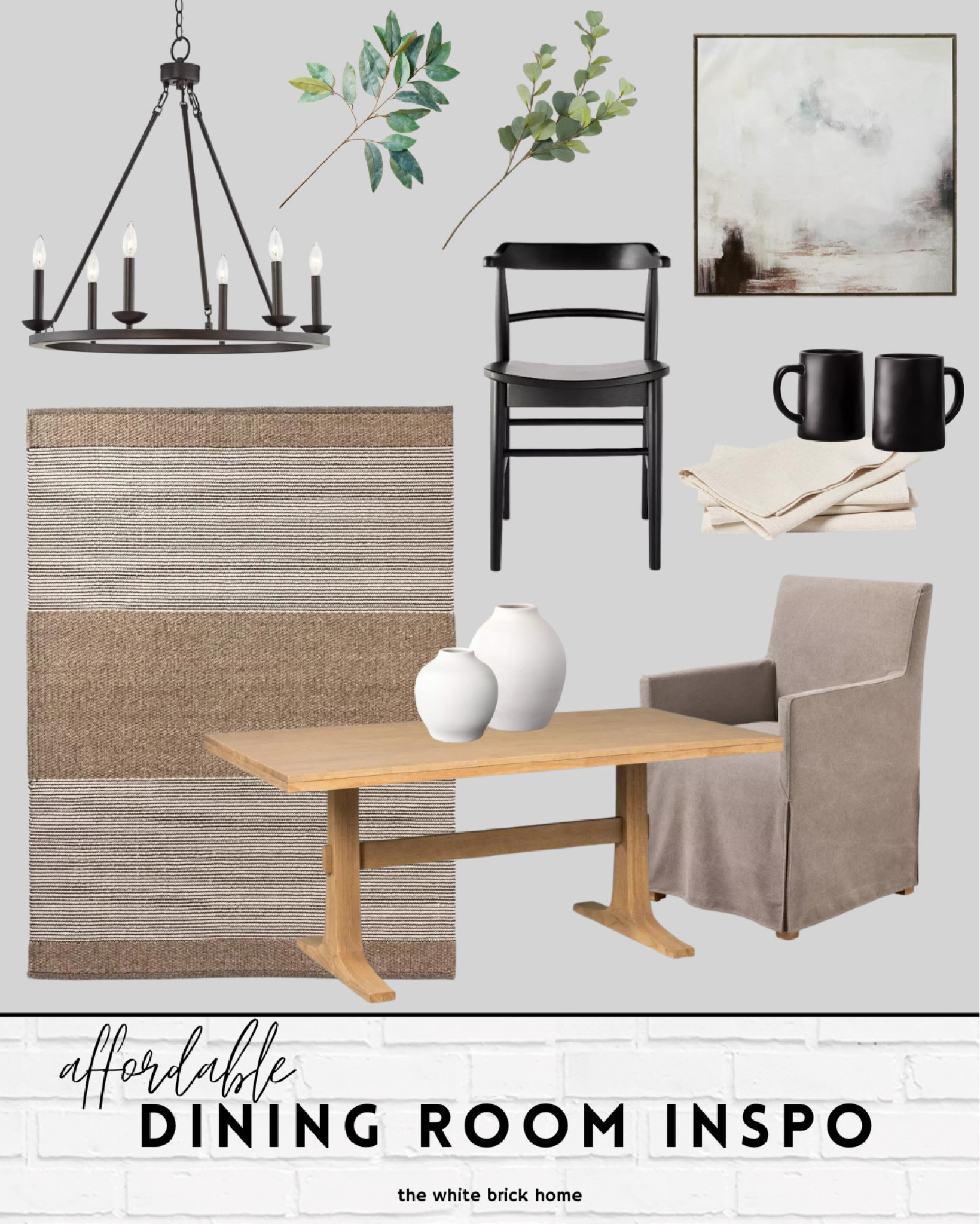 A neutral and classic dining room design - all affordably sourced from Target! 

Dining room, threshold, target, McGee and co threshold, black dining room chairs, black dining room chandelier, faux green stems, white vase, wall art, modern wall art, dining room design, dining room furniture, white oak table affordable. 

#LTKfamily #LTKfindsunder100 #LTKhome