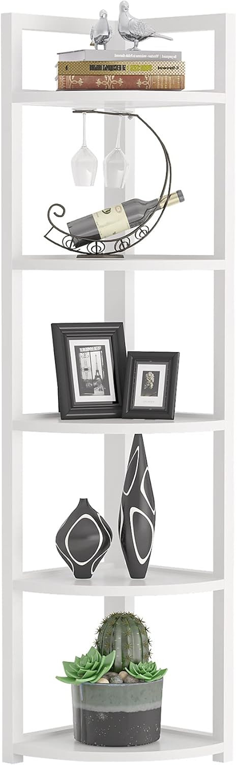 Tribesigns 5 Tier Corner Shelf, Modern Corner Storage Rack Plant Stand Small Bookshelf for Living... | Amazon (US)