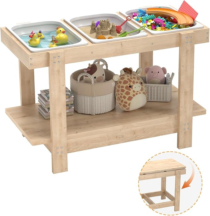 Sensory Table, Sensory Table for Toddlers 1-3,Kids Activity Desk with 3 Foldable Storage Bins,Pla... | Amazon (US)