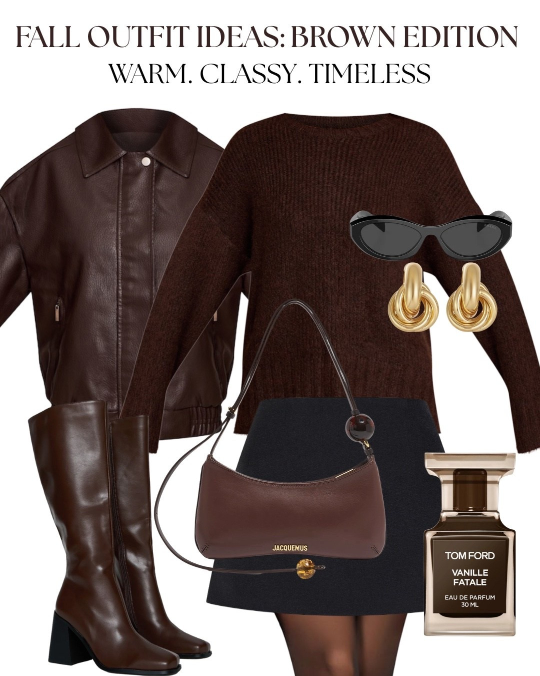 Serving shades of brown this fall 🤎

fall outfit ideas, brown outfit inspo, fall fashion 2025, brown aesthetic outfit, fall wardrobe essentials, chic fall outfit, neutral fall look, brown leather jacket outfit, mini skirt fall outfit, knee high boots style, fall outfit inspiration, cozy fall fashion, Tom Ford, Jacquemus