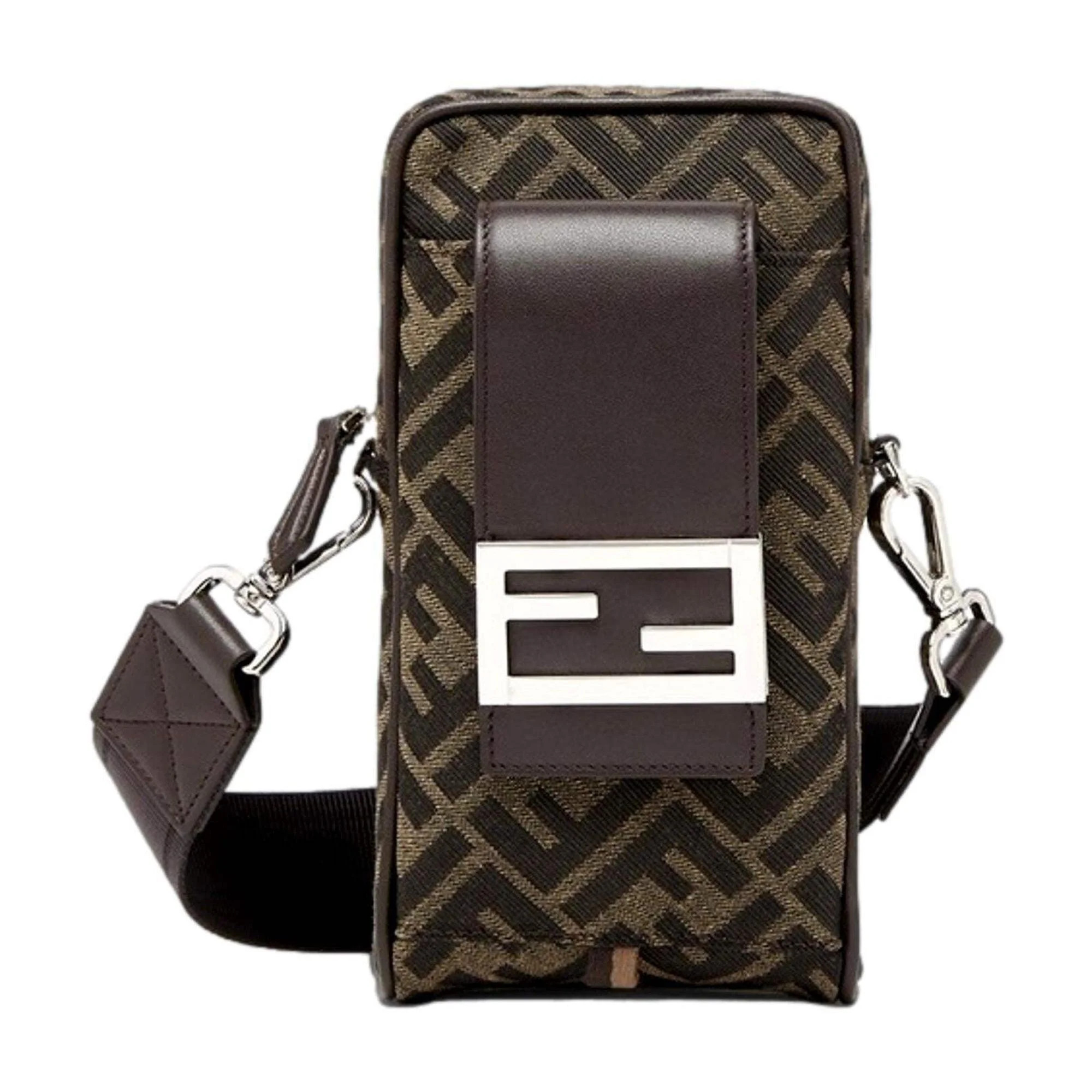 Fendi Baguette Brown Zucca Canvas Phone Holder Crossbody Bag | Walmart (US)