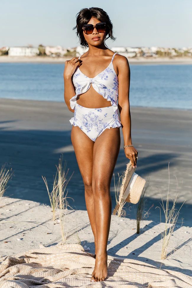 Summer Influence Blue and White Floral Swimsuit | Pink Lily