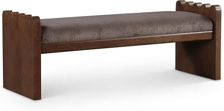 Meridian Furniture 22039Brown Sonia Collection Art Deco Bench with Soft Brown Velour Fur Fabric, ... | Amazon (US)