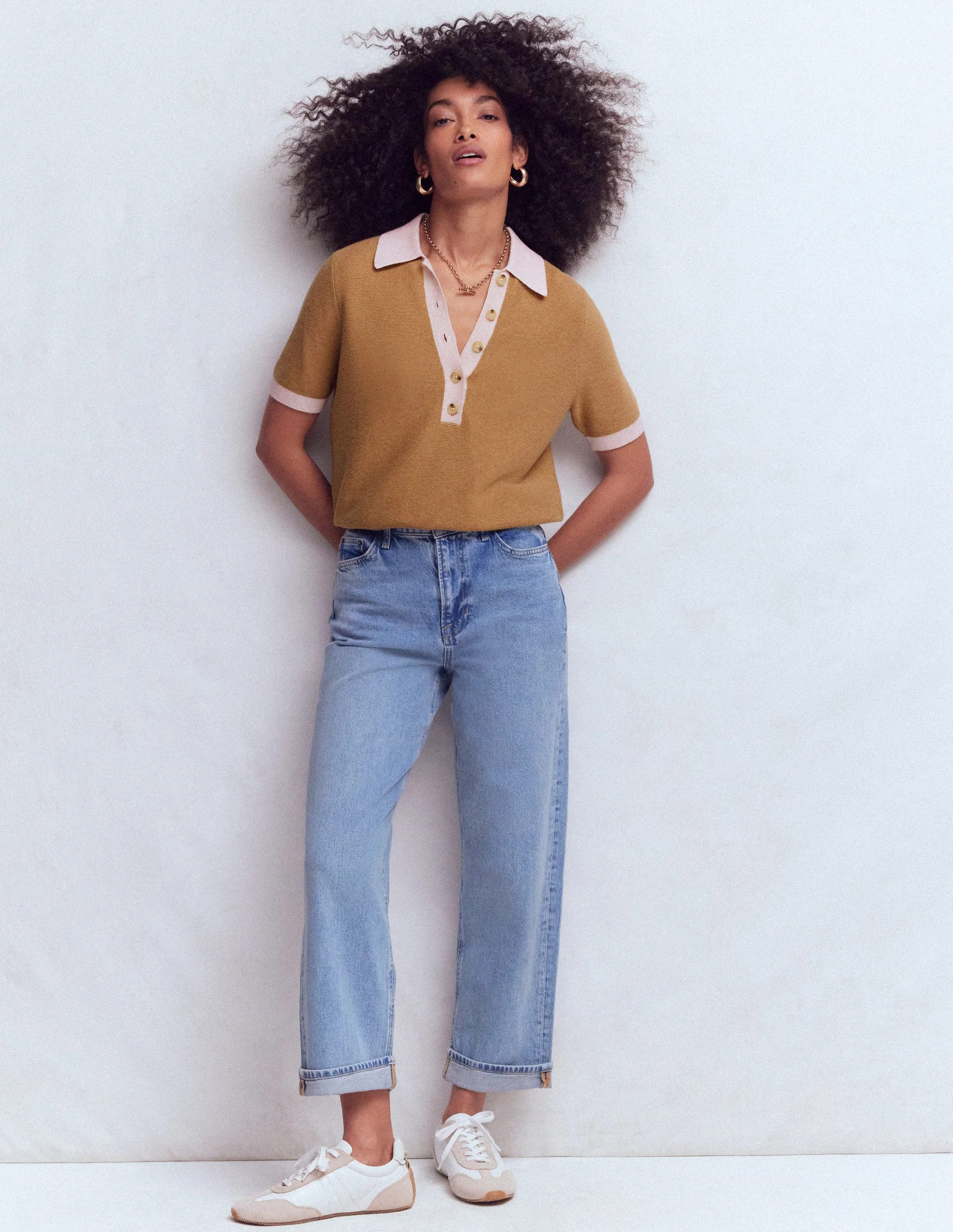 Grace Colour Block T-Shirt-Camel Melange | Boden (US)