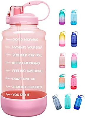 Elvira Half Gallon/64oz Motivational Time Marker Water Bottle with Straw & Protective Silicone Bo... | Amazon (US)