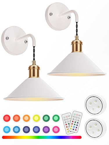 Battery Operated Wall Sconce, Wireless Wall Lights Set of 2, 13 RGB Colors Dimmable Battery Power... | Amazon (US)