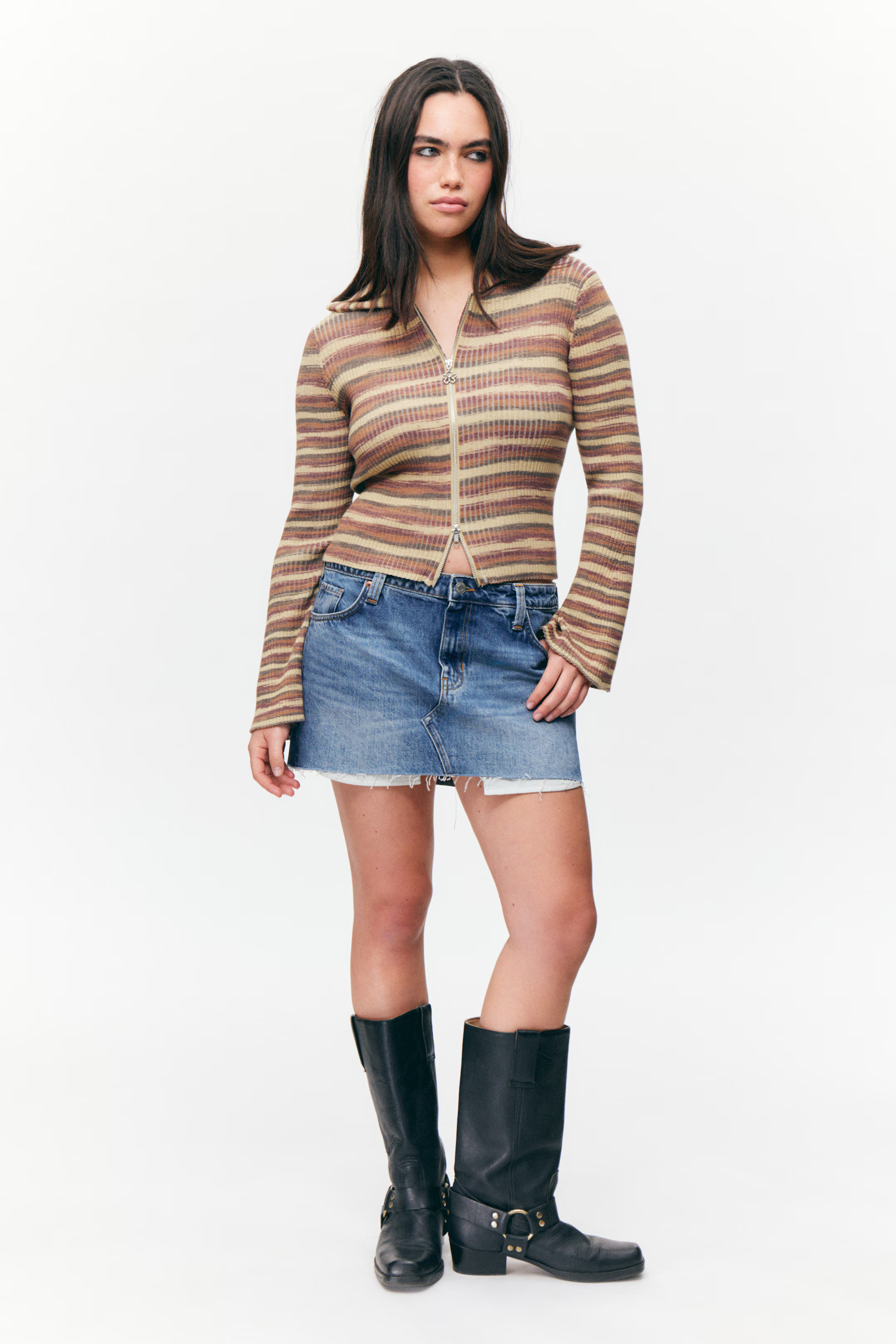 Flare-Sleeved Rib-Knitted Cardigan | H&M (UK, MY, IN, SG, PH, TW, HK)