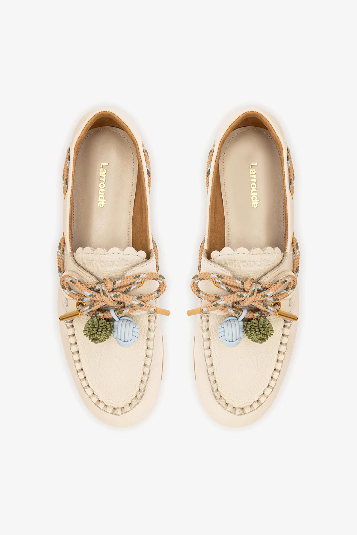 Cyprus Boat Shoe In Ivory Leather | Larroude