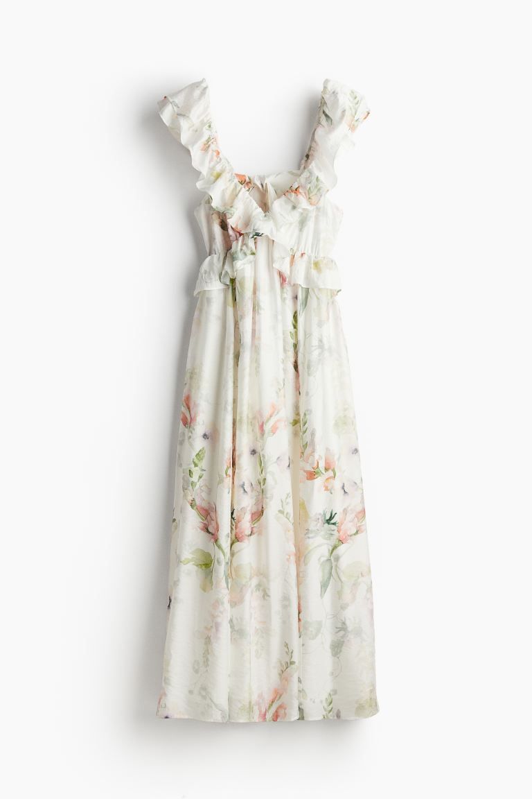 Ruffle-trimmed Midi Dress - White/floral - Ladies | H&M US | H&M (US + CA)