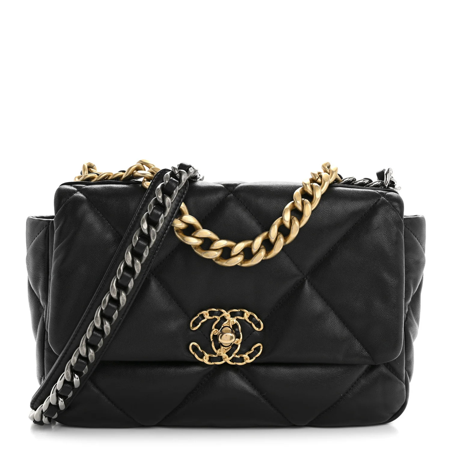 Chanel Lambskin Quilted Medium Chanel 19 Flap Black 1736939 | FASHIONPHILE (US)