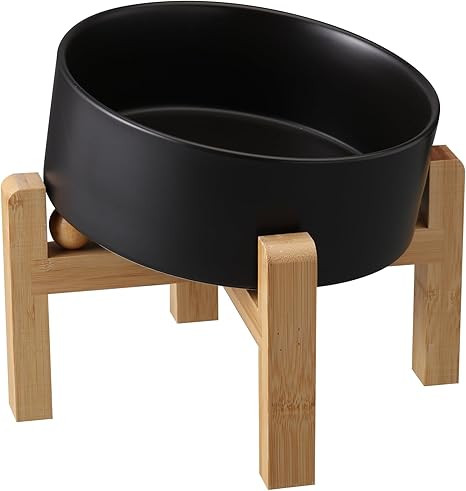 Black Elevated/Raised 15°Tilted Anti Slip Ceramic Dog Bowl for Medium & Large Breeds,Slanted Bul... | Amazon (US)
