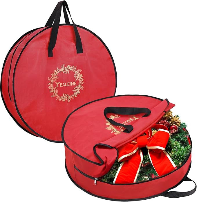 BALEINE 2 Pack Wreath Storage Container, Christmas Wreath Storage Bag with Reinforced Handle for ... | Amazon (US)