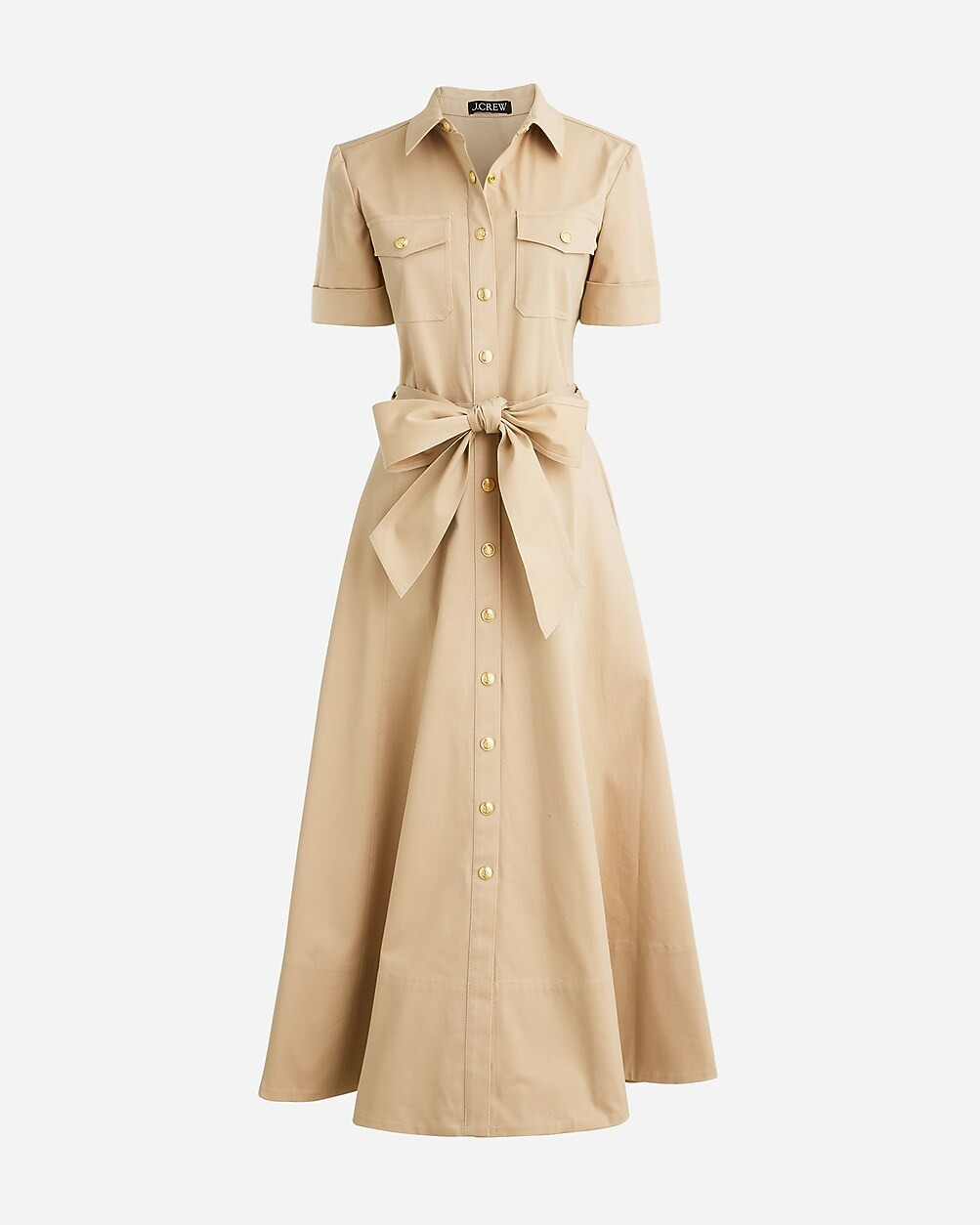 Tie-waist shirtdress in stretch twill | J. Crew US