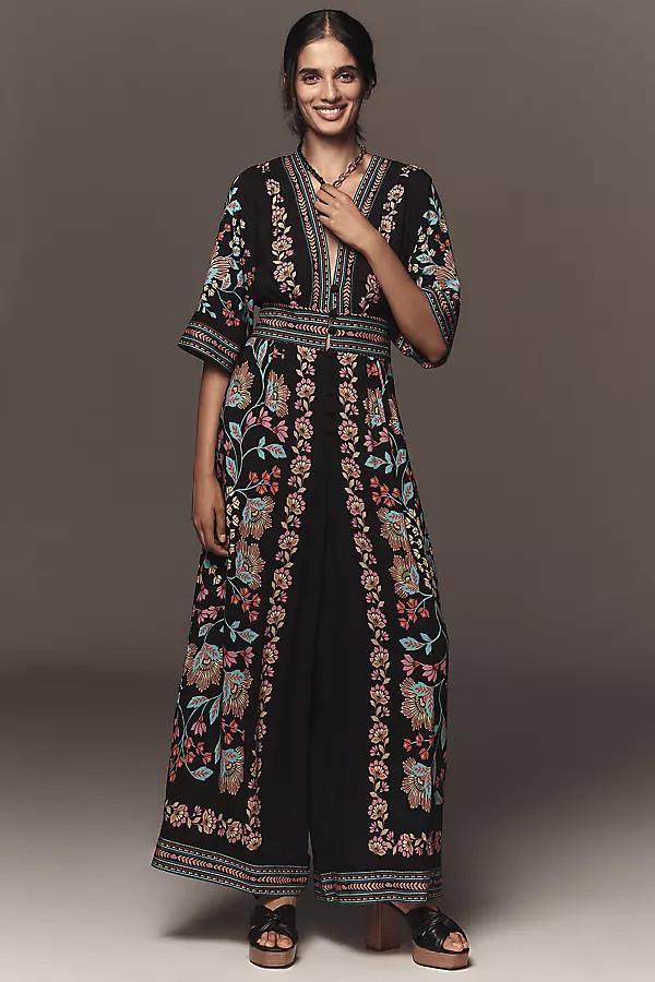 Farm Rio x Anthropologie Printed V-Neck Jumpsuit | Anthropologie (US)