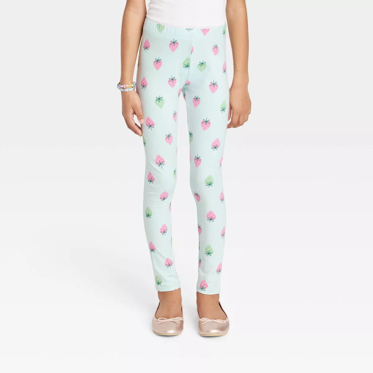 Girls' Strawberry Leggings - Cat & Jack™ Turquoise Blue | Target