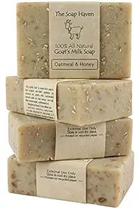 Oatmeal Soap - 4 Oatmeal & Honey Goat Milk Soap Bars. All Natural, Unscented Soap, SLS Free, NO P... | Amazon (US)