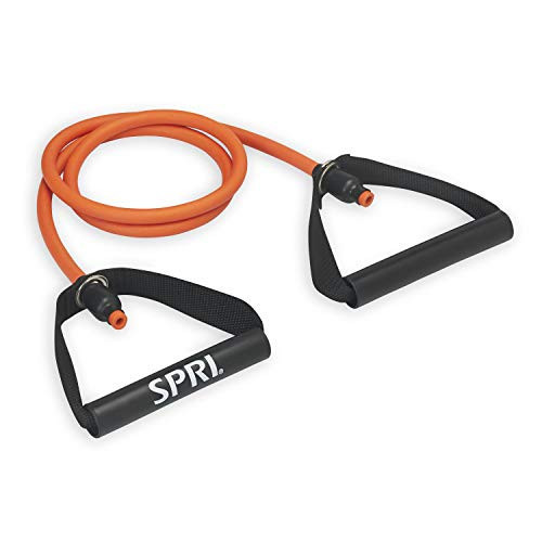 SPRI Resistance Bands with Handles - Exercise Resistance Tube Bands for Strength Training Fitness - Workout Arms, Chest, Back, Shoulders – Orange, Light | Amazon (US)