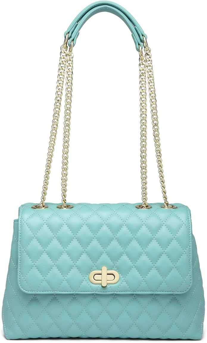 ER.Roulour Quilted Crossbody Bags for Women, Trendy Roomy Shoulder Handbags with Flap Gold Hardwa... | Amazon (US)