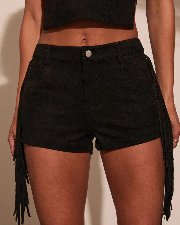Groove Together Fringe Suede Shorts | VICI